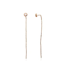 Auksiniai auskarai, 0.96 g, Raudonas Auksas 585 praba, Cirkonai
