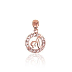 Auksinis pakabukas, 0.93 g, Raudonas Auksas 585 praba, Cirkonai, Raidė: A