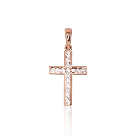 Kryžiai  ir ikonos,  - Auksinis pakabukas, 1.12 g, Raudonas Auksas 585 praba, Cirkonai