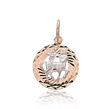 Auksinis pakabukas, 1.06 g, Raudonas/Baltas Auksas 585 praba, Šaulys