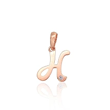Auksinis pakabukas, 0.34 g, Raudonas Auksas 585 praba, Cirkonai, Raidė: H
