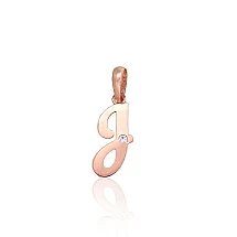 Auksinis pakabukas, 0.36 g, Raudonas Auksas 585 praba, Cirkonai, Raidė: J