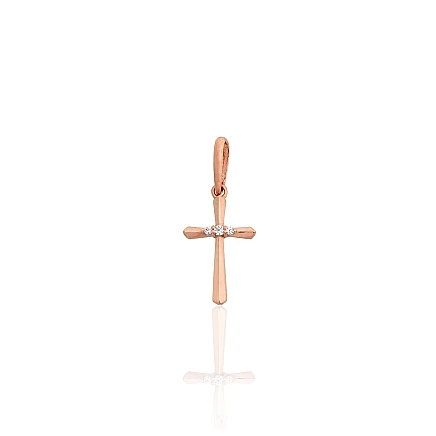 Kryžiai  ir ikonos,  - Auksinis pakabukas, 0.23 g, Raudonas Auksas 585 praba, Cirkonai