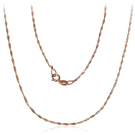 Grandinėlės,  - Auksinė grandinėlė Singapore 1 mm , briaunų apdirbimas deimantu, 45, 0.83 g, Raudonas Auksas 585 praba