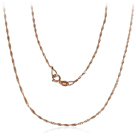 Grandinėlės,  - Auksinė grandinėlė Singapore 1 mm , briaunų apdirbimas deimantu, 47, 0.88 g, Raudonas Auksas 585 praba