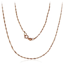 Auksinė grandinėlė Singapore 1 mm , briaunų apdirbimas deimantu, 50, 0.94 g, Raudonas Auksas 585 praba