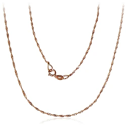 Auksinė grandinėlė Singapore 1 mm , briaunų apdirbimas deimantu, 50, 0.94 g, Raudonas Auksas 585 praba
