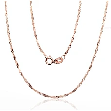 Auksinė grandinėlė Singapore 1.5 mm , briaunų apdirbimas deimantu, 55, 2.14 g, Raudonas Auksas 585 praba
