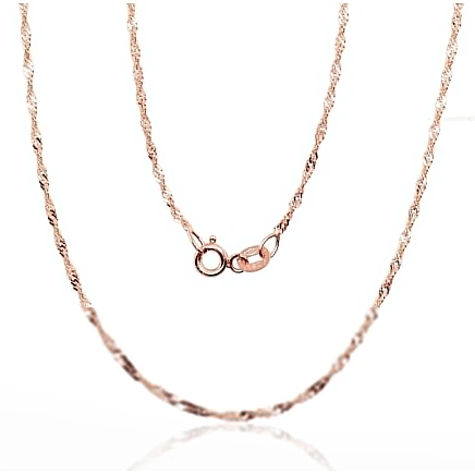 Grandinėlės,  - Auksinė grandinėlė Singapore 1.5 mm , briaunų apdirbimas deimantu, 55, 2.14 g, Raudonas Auksas 585 praba