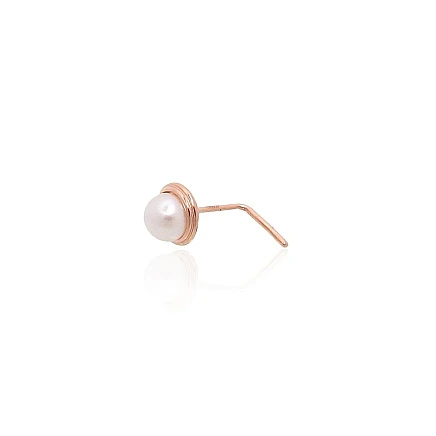 Į nosį,  - Auksinių auskarų vėrimas į nosį, 0.14 g, Raudonas Auksas 585 praba, Perlai