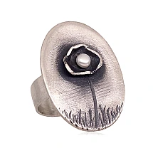 Sidabrinis žiedas, 17, 7.3 g, Sidabras 925 praba, oksidas (padengti), Perlai