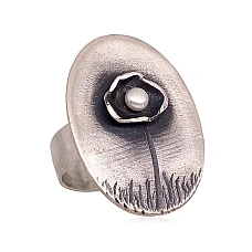 Sidabrinis žiedas, 17, 7.3 g, Sidabras 925 praba, oksidas (padengti), Perlai