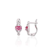 Sidabriniai auskarai ant cilindrinės spynos, 1.2 g, Sidabras 925 praba, rodis (padengti), Cirkonai