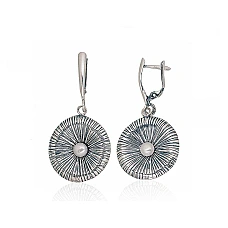 Sidabriniai auskarai ant cilindrinės spynos, 9.2 g, Sidabras 925 praba, oksidas (padengti), Perlai