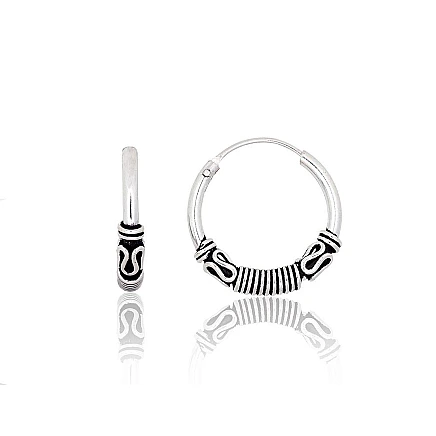 Auskarai-žiedai,  - Sidabriniai auskarai –žiedai, 1.7 g, Sidabras 925 praba, oksidas (padengti)