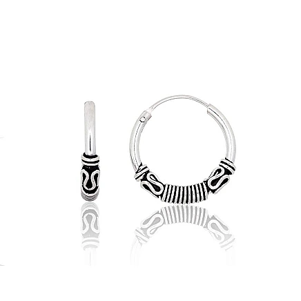 Auskarai-žiedai,  - Sidabriniai auskarai –žiedai, 1.8 g, Sidabras 925 praba, oksidas (padengti)