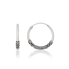 Sidabriniai auskarai –žiedai, 2.2 g, Sidabras 925 praba, oksidas (padengti)
