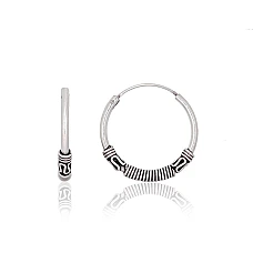 Sidabriniai auskarai –žiedai, 2.4 g, Sidabras 925 praba, oksidas (padengti)