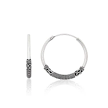 Sidabriniai auskarai –žiedai, 2.8 g, Sidabras 925 praba, oksidas (padengti)