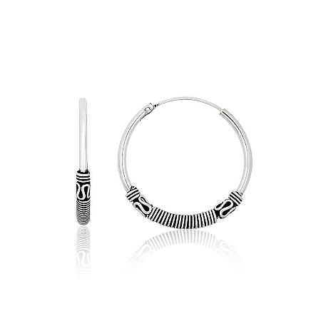Auskarai-žiedai,  - Sidabriniai auskarai –žiedai, 2.8 g, Sidabras 925 praba, oksidas (padengti)