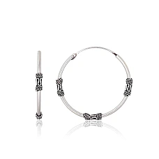 Sidabriniai auskarai –žiedai, 2.8 g, Sidabras 925 praba, oksidas (padengti)