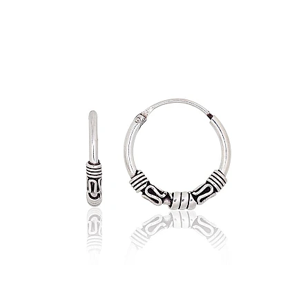 Auskarai-žiedai,  - Sidabriniai auskarai –žiedai, 1.8 g, Sidabras 925 praba, oksidas (padengti)