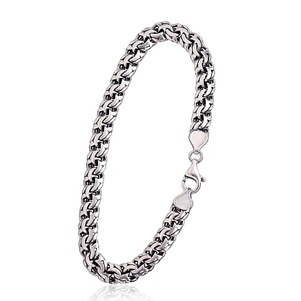 Vyrams,  - Sidabrinė grandinėlė Bismark 8 mm, 22, 23 g, Sidabras 925 praba, oksidas (padengti)