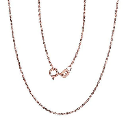 Auksu padengti,  - Sidabrinė grandinėlė Rope 1,1 mm, 40, 2.1 g, Sidabras 925 praba, raudonas auksas (padengti)