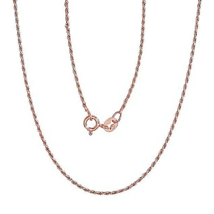 Auksu padengti,  - Sidabrinė grandinėlė Rope 1,1 mm, 45, 2.4 g, Sidabras 925 praba, raudonas auksas (padengti)