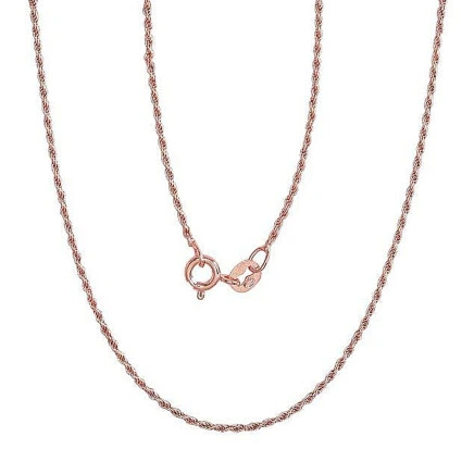Auksu padengti,  - Sidabrinė grandinėlė Rope 1,1 mm, 50, 2.6 g, Sidabras 925 praba, raudonas auksas (padengti)
