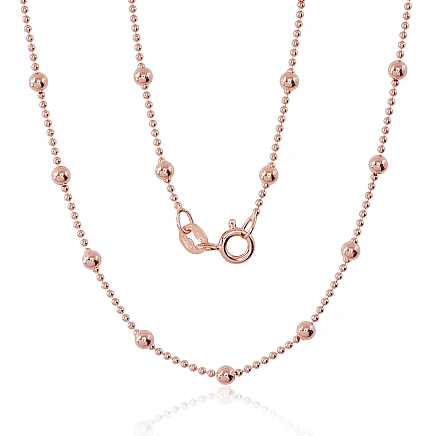 Auksu padengti,  - Sidabrinė grandinėlė Bead 1-3 mm, 45, 4.3 g, Sidabras 925 praba, raudonas auksas (padengti)