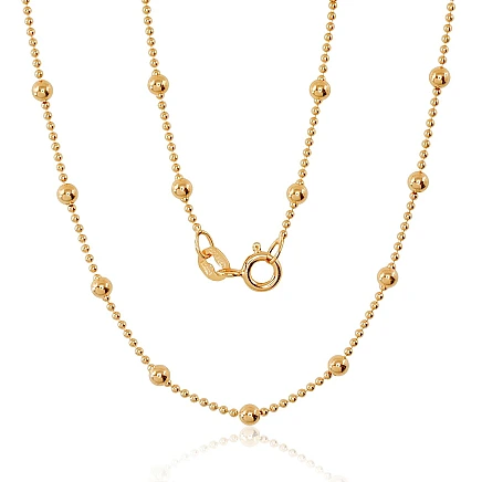 Auksu padengti,  - Sidabrinė grandinėlė Bead 1-3 mm, 45, 4.2 g, Sidabras 925 praba, geltonas auksas (padengti)