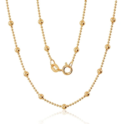 Auksu padengti,  - Sidabrinė grandinėlė Bead 1-3 mm, 50, 4.6 g, Sidabras 925 praba, geltonas auksas (padengti)