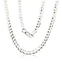 Sidabrinė grandinėlė Curb 3.9 mm , briaunų apdirbimas deimantu, 55, 12.3 g, Sidabras 925 praba