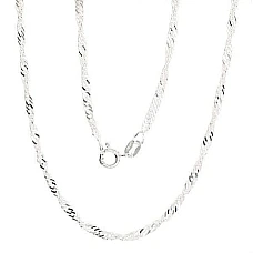 Sidabrinė grandinėlė Singapore 2,5 mm , briaunų apdirbimas deimantu, 50, 4.2 g, Sidabras 925 praba