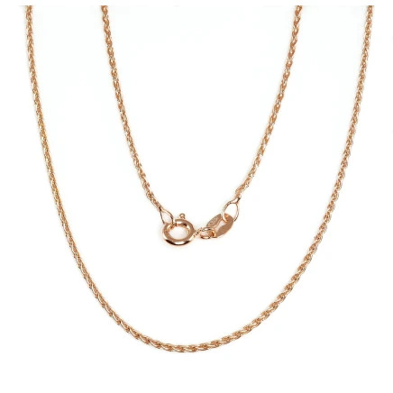 Auksu padengti,  - Sidabrinė grandinėlė Spiga 1,1 mm, 45, 2.9 g, Sidabras 925 praba, raudonas auksas (padengti)
