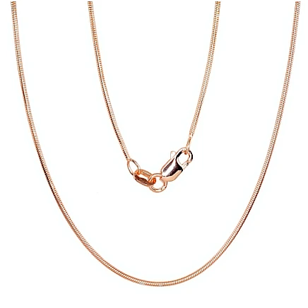Auksu padengti,  - Sidabrinė grandinėlė Snake 1 mm, 45, 4 g, Sidabras 925 praba, raudonas auksas (padengti)