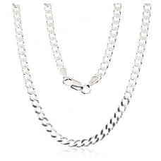Sidabrinė grandinėlė Curb 3.5 mm , briaunų apdirbimas deimantu, 55, 14.5 g, Sidabras 925 praba
