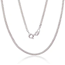 Sidabrinė grandinėlė Curb 2 mm , briaunų apdirbimas deimantu, 55, 5.8 g, Sidabras 925 praba