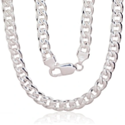 Vyrams,  - Sidabrinė grandinėlė Curb 7 mm, 50, 52.4 g, Sidabras 925 praba