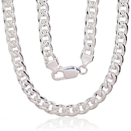 Vyrams,  - Sidabrinė grandinėlė Curb 7 mm, 50, 55.8 g, Sidabras 925 praba