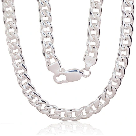 Vyrams,  - Sidabrinė grandinėlė Curb 7 mm, 55, 60.4 g, Sidabras 925 praba