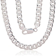 Sidabrinė grandinėlė Curb 7 mm, 55, 60.6 g, Sidabras 925 praba