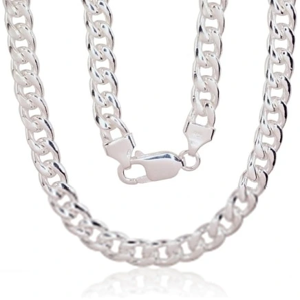 Vyrams,  - Sidabrinė grandinėlė Curb 7 mm, 55, 60.6 g, Sidabras 925 praba