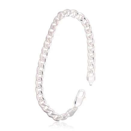 Vyrams,  - Sidabrinė grandinėlė Curb 7 mm, 20, 21.4 g, Sidabras 925 praba