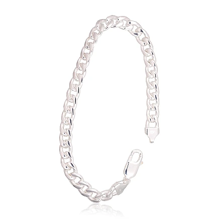 Vyrams,  - Sidabrinė grandinėlė Curb 7 mm, 21, 22.8 g, Sidabras 925 praba