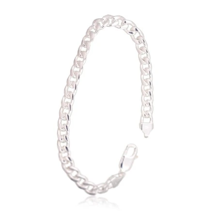 Vyrams,  - Sidabrinė grandinėlė Curb 7 mm, 22, 23.4 g, Sidabras 925 praba