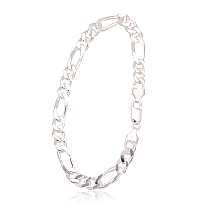 Sidabrinė grandinėlė Figaro 7 mm , briaunų apdirbimas deimantu, 22, 15.2 g, Sidabras 925 praba