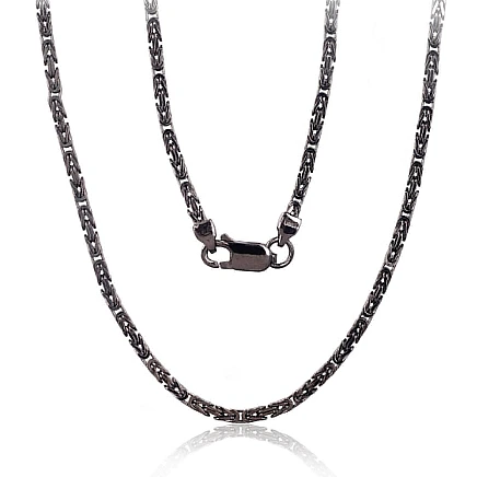 Vyrams,  - Sidabrinė grandinėlė Bizantine 2.1 mm, 50, 12 g, Sidabras 925 praba, rodis (padengti)