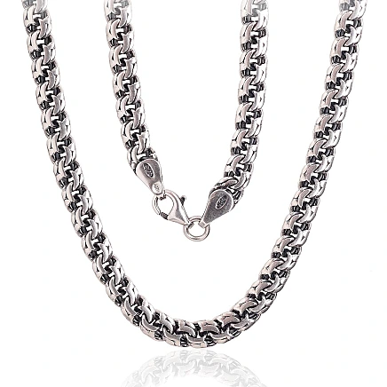 Vyrams,  - Sidabrinė grandinėlė Bismark 5 mm, 55, 26.2 g, Sidabras 925 praba, oksidas (padengti)